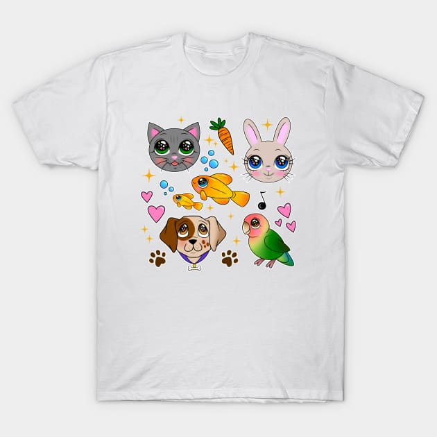 Sparkly Eyed Pets T-Shirt by Fizzy Vee